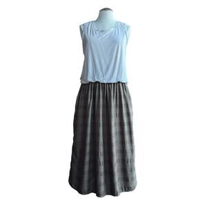 Women's PrAna‎ Perry Knit Tank Top Gathered Waist Texture Stripe Skirt Dress M
